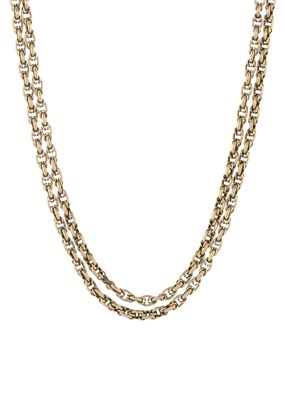 Lot 4 - A late Victorian 9ct gold fancy-link longuard chain