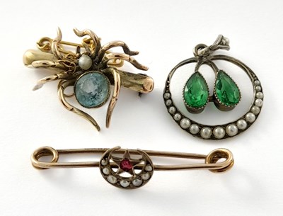 Lot 299 - Three gem-set brooches