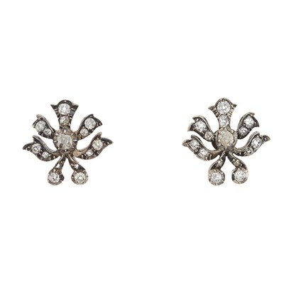 Lot 141 - A pair of 19th century diamond cluster stud earrings