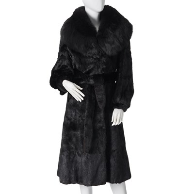 Lot 550 - Regency Furs, a black musquash fur coat with fox fur collar