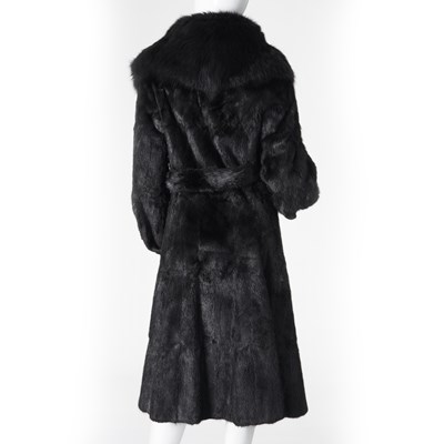 Lot 550 - Regency Furs, a black musquash fur coat with fox fur collar