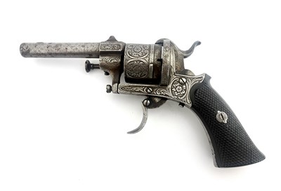 Lot 203 - A 19th century Belgian six shot pinfire...