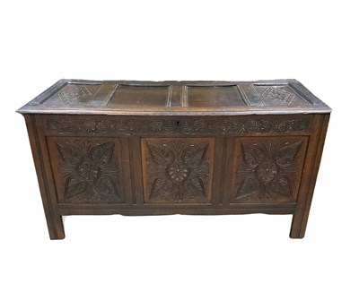 Lot 356 - A 17th century oak chest or coffer, with...