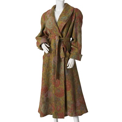 Lot 440 - Kenzo, a 90s full-length floral tapestry coat.