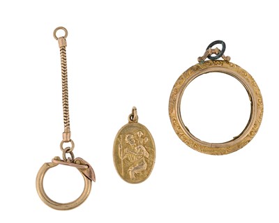 Lot 9 - 9 carat gold including a snake link chain key...