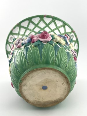 Lot 1048 - A Minton majolica jardiniere, 1870, bell form,...