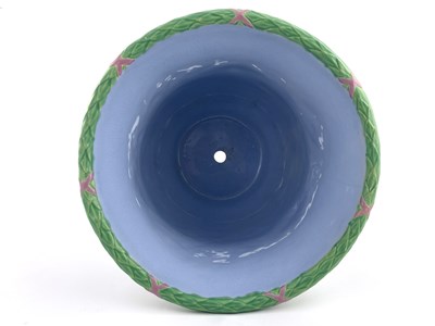 Lot 1048 - A Minton majolica jardiniere, 1870, bell form,...