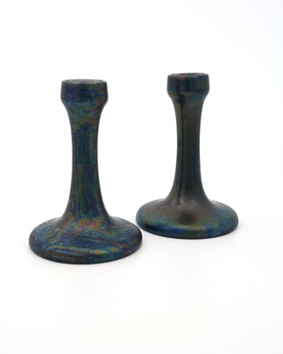 Lot 601 - Ruskin Pottery, a matched pair of Kingfisher...