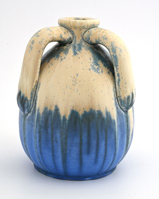 Lot 600 - Ruskin Pottery, a Crystalline glazed three...