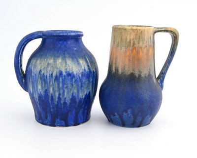 Lot 592 - Ruskin Pottery, two Crystalline glazed jugs,...