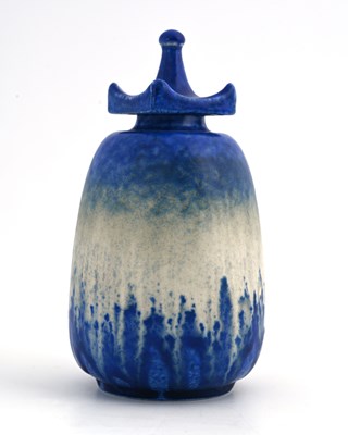 Lot 597 - Ruskin Pottery, a Crystalline scent bottle,...