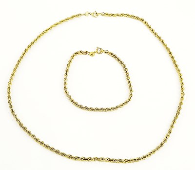 Lot 293 - A 9ct gold rope-twist necklace and bracelet