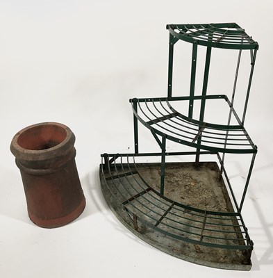 Lot 411 - A green-painted metal corner garden etagere or...