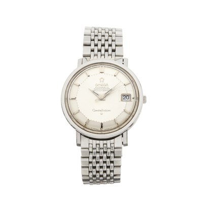 Lot 296 - Omega, a stainless steel Constellation Pie Pan bracelet watch