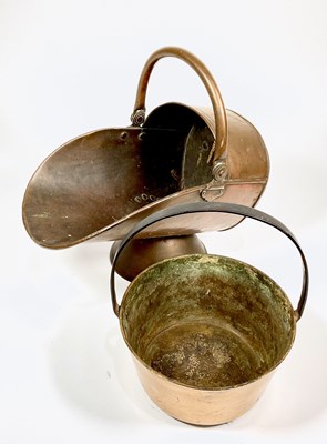 Lot 206 - A 19th century copper scuttle with "14"...