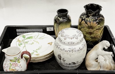 Lot 14 - Ceramics including a series of handpainted...