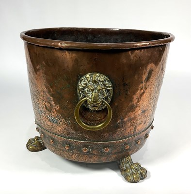 Lot 208 - A 19th century copper and brass log bin with...