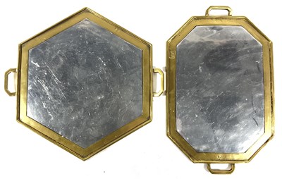 Lot 212 - Two David Marshall aluminium and brass trays,...