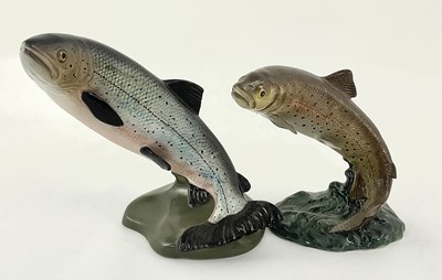 Lot 96 - Two Beswick fish, Trout No.1032, 15cm high and...