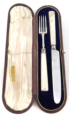 Lot 240 - A George III silver knife and fork, stamped...