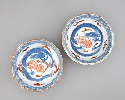 Lot 28 - A pair of Japanese Imari Arita porcelain...