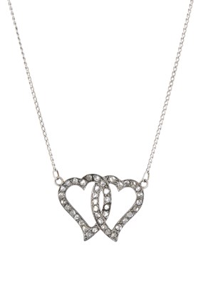 Lot 129 - A late Victorian diamond double witches heart necklace