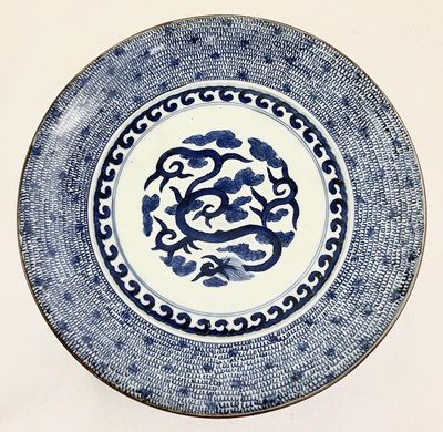 Lot 145 - A Japanese blue and white charger, 19th...