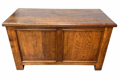 Lot 405 - Oak chest with relief carvings of game motifs,...