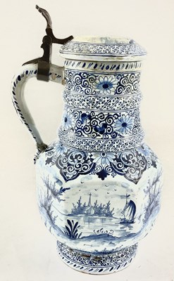 Lot 141 - A Dutch Delft tankard, the hexagonal panelled...