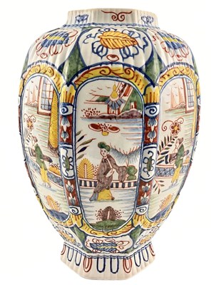 Lot 169 - A Delftware polychrome vase, late 19th century,...