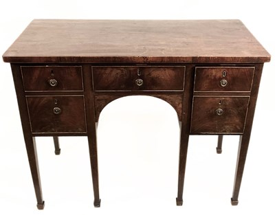 Lot 396 - A George III mahogany kneehole side table,...