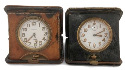 Lot 249 - Pair of eight day travel clocks