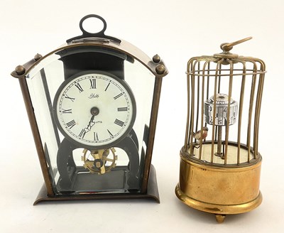 Lot 248 - Novelty Birdcage clock and a glass sided timepiece