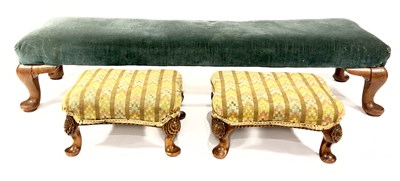 Lot 370 - A pair of Aubusson needlework footstools,...