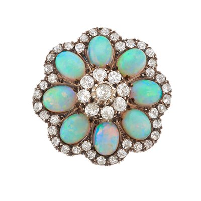 Lot 4 - A late Victorian silver and gold, opal...