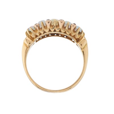Lot 7 - A late Victorian 18ct gold graduated oval opal...