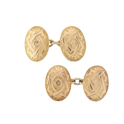 Lot 8 - A pair of late Victorian 15ct gold cufflinks,...