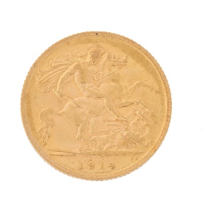 Lot 9 - George V, a gold half sovereign coin dated...