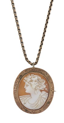 Lot 13 - An early 20th century 9ct gold shell cameo...