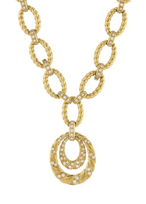 Lot 82 - A 1980s 18ct gold diamond necklace