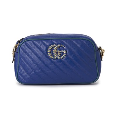 Lot 415 - Gucci, a blue Marmont Chain camera bag.