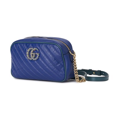 Lot 415 - Gucci, a blue Marmont Chain camera bag.