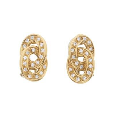 Lot 212 - A pair of 18ct gold diamond clip earrings