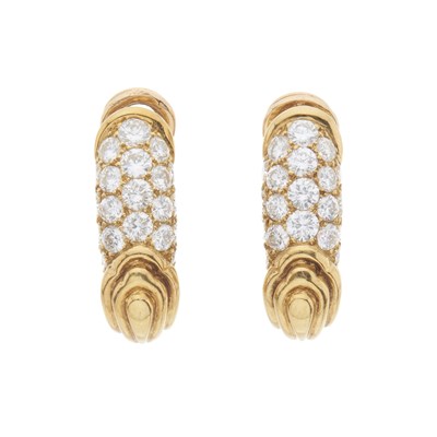 Lot 71 - A pair of 18ct gold diamond half hoop clip earrings