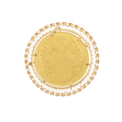 Lot 37 - Austria, Franz Joseph I, a gold four Ducat coin pendant brooch