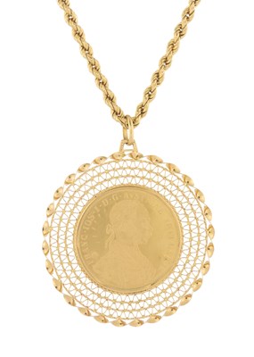 Lot 39 - Austria, Franz Joseph I, a gold four Ducat coin pendant, with chain