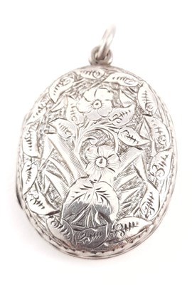 Lot 297 - A late Victorian silver engraved locket pendant