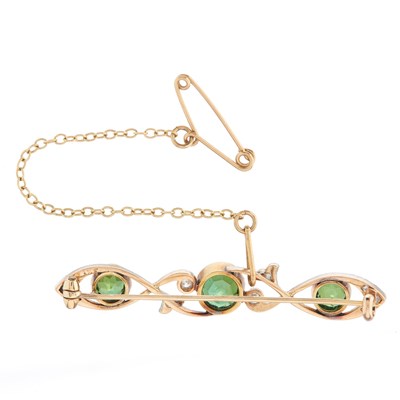 Lot 18 - An Edwardian gold and silver, green tourmaline...