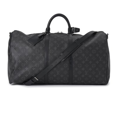 Lot 465 - Louis Vuitton, a monogram eclipse Keepall Bandouliere 55 luggage bag.