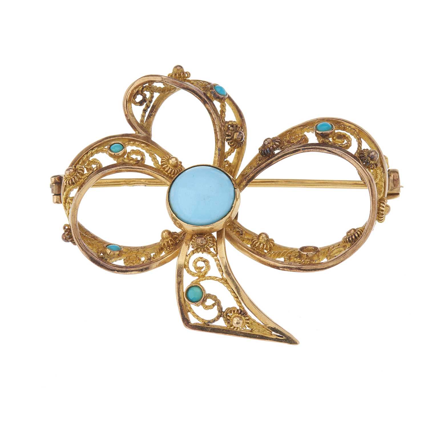 Lot 20 - A 19th century gold, turquoise cabochon...